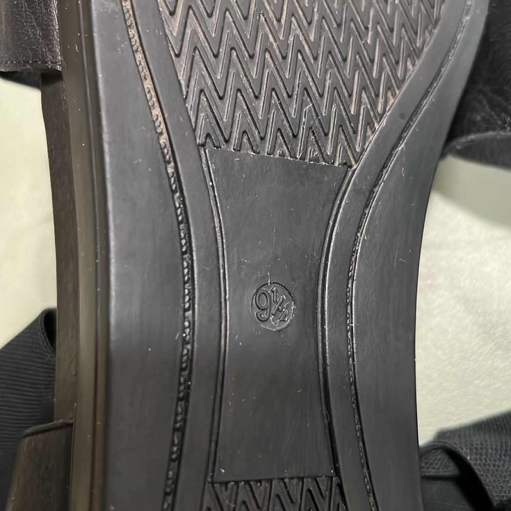 Eileen Fisher Spree Black Leather Platform Mesh Ankle Sandals - Picture 8 of 8